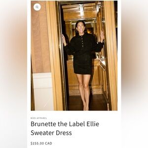 Black Sweater Dress with Gold Buttons